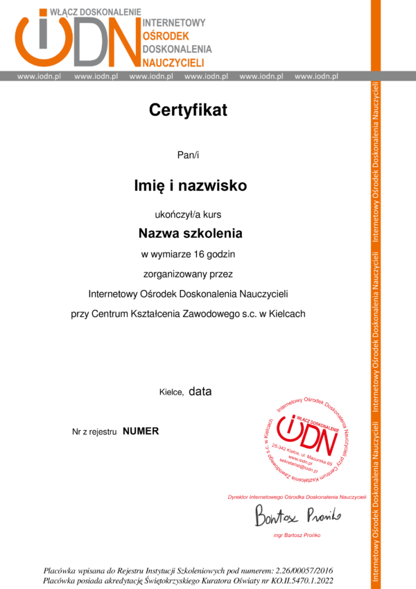 Certyfikat IODN